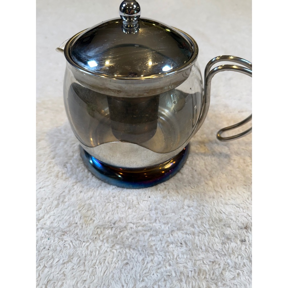La Cafetiere Glass Teapot Stainless Steel Infuser Loose Leaf Tea Pot Silver